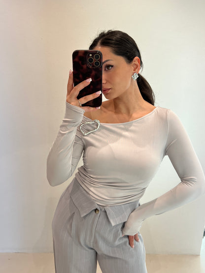 Блуза трико с паднало рамо SELINA