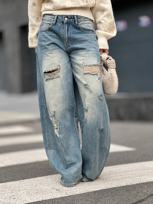 ZOË | Широки дънки сdistressed ефект