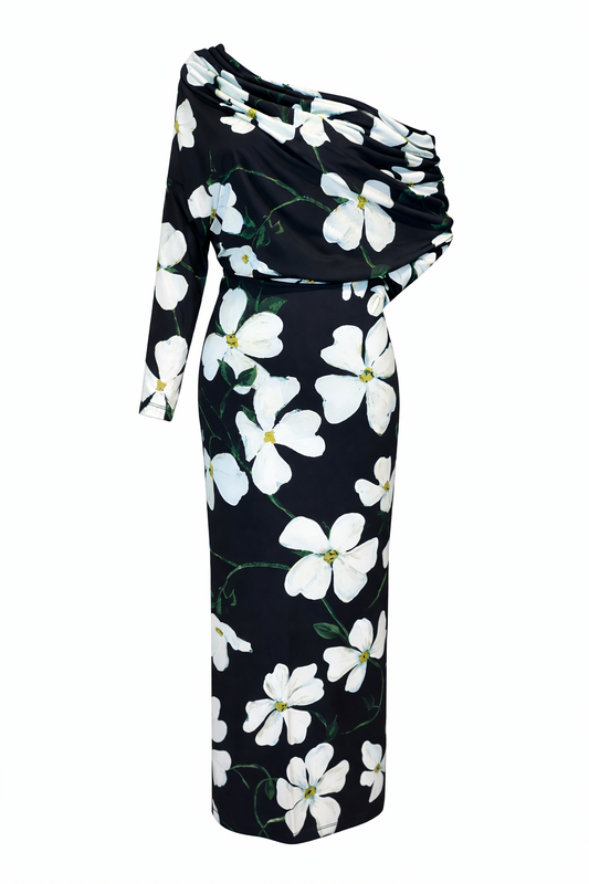 Рокля с паднало рамо MAGNOLIA