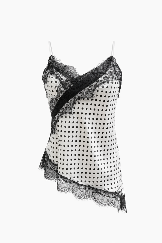 Сатениран топ на точки с дантела VERONA