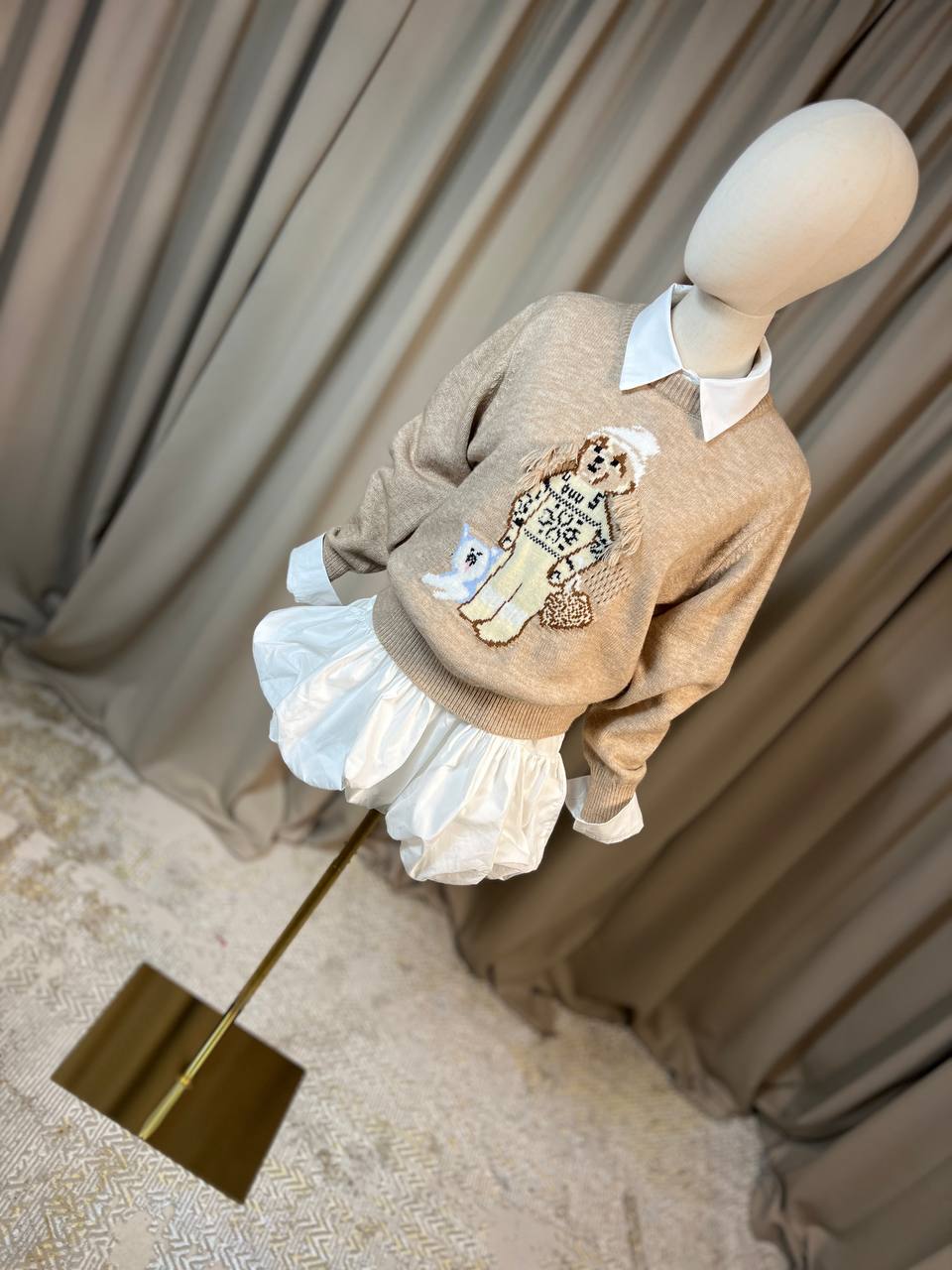 Пуловерче с мече SKI TEDDY