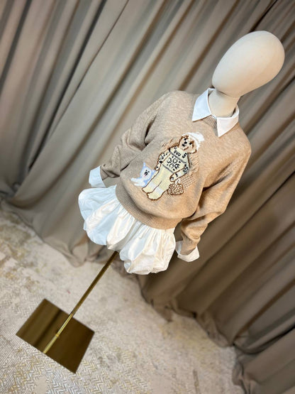 Пуловерче с мече SKI TEDDY