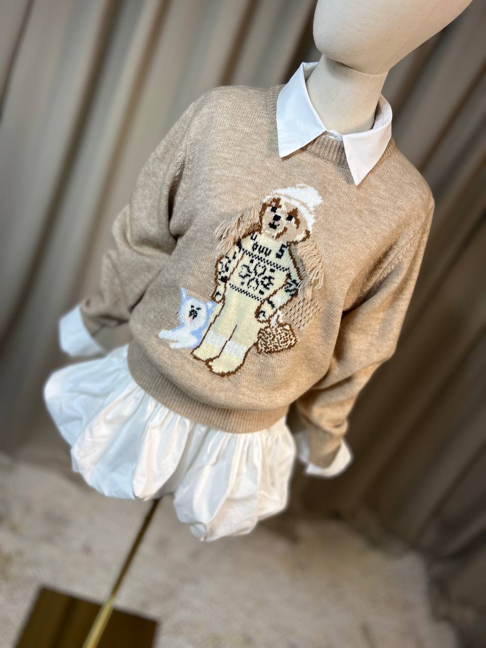 Пуловерче с мече SKI TEDDY