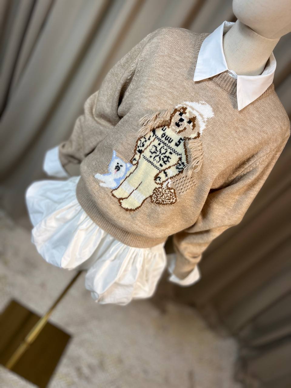 Пуловерче с мече SKI TEDDY