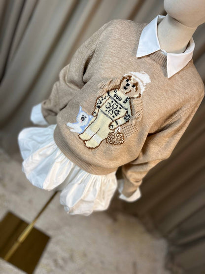 Пуловерче с мече SKI TEDDY