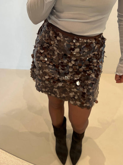 Кафява пола с пайети CHOCOLATE