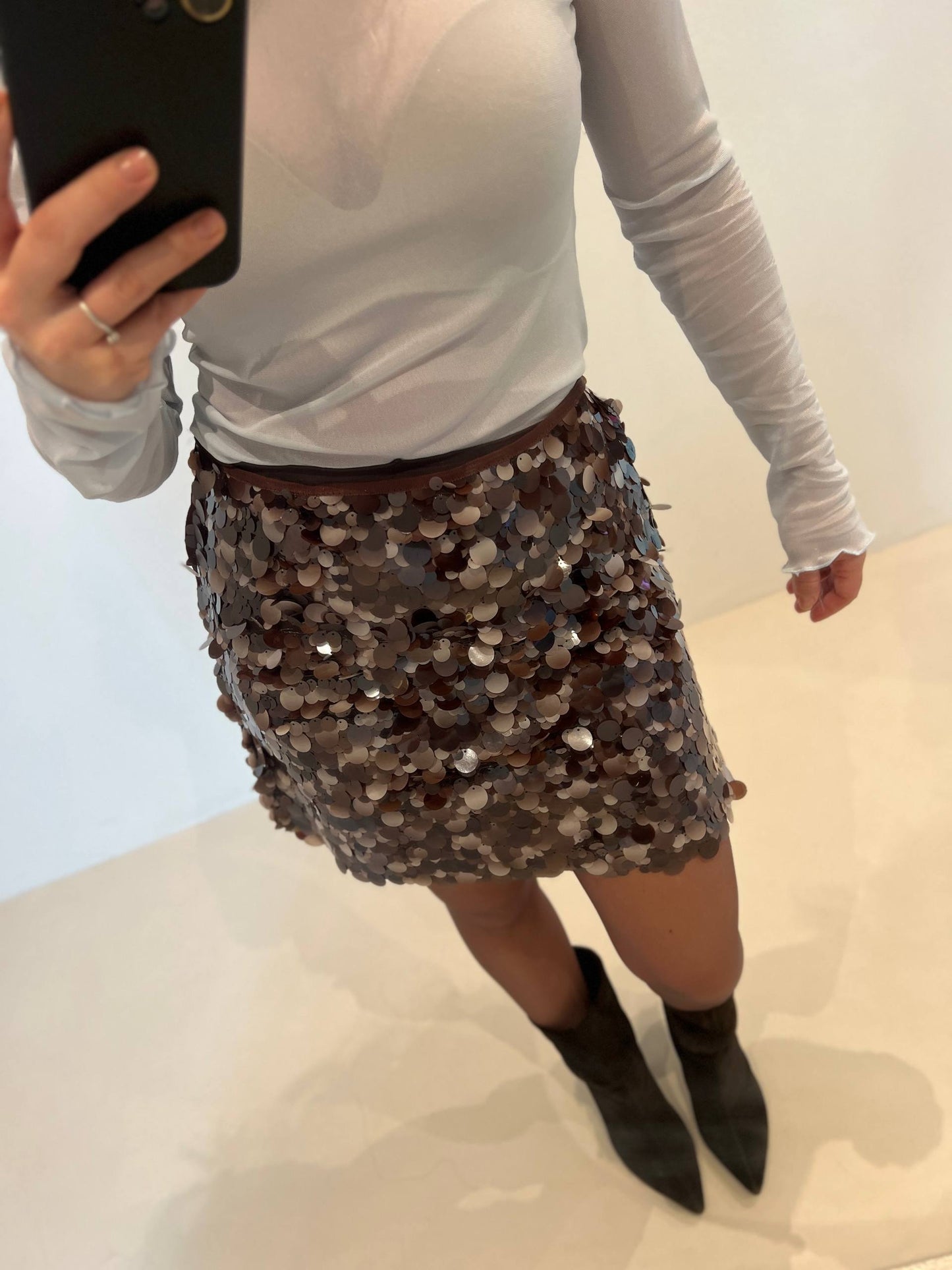 Кафява пола с пайети CHOCOLATE