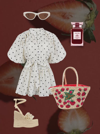 Лятна сламена чанта STRAWBERRY